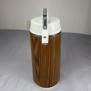 Vintage Everest Airpot Coffee Thermos 2.5L Faux  Woodgrain Pump Dispenser